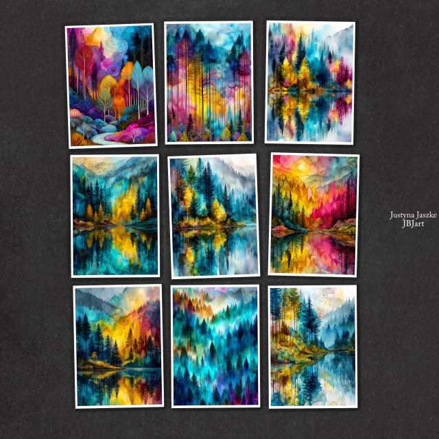 W magicznym lesie - zestaw 9 grafik 15x21 cm