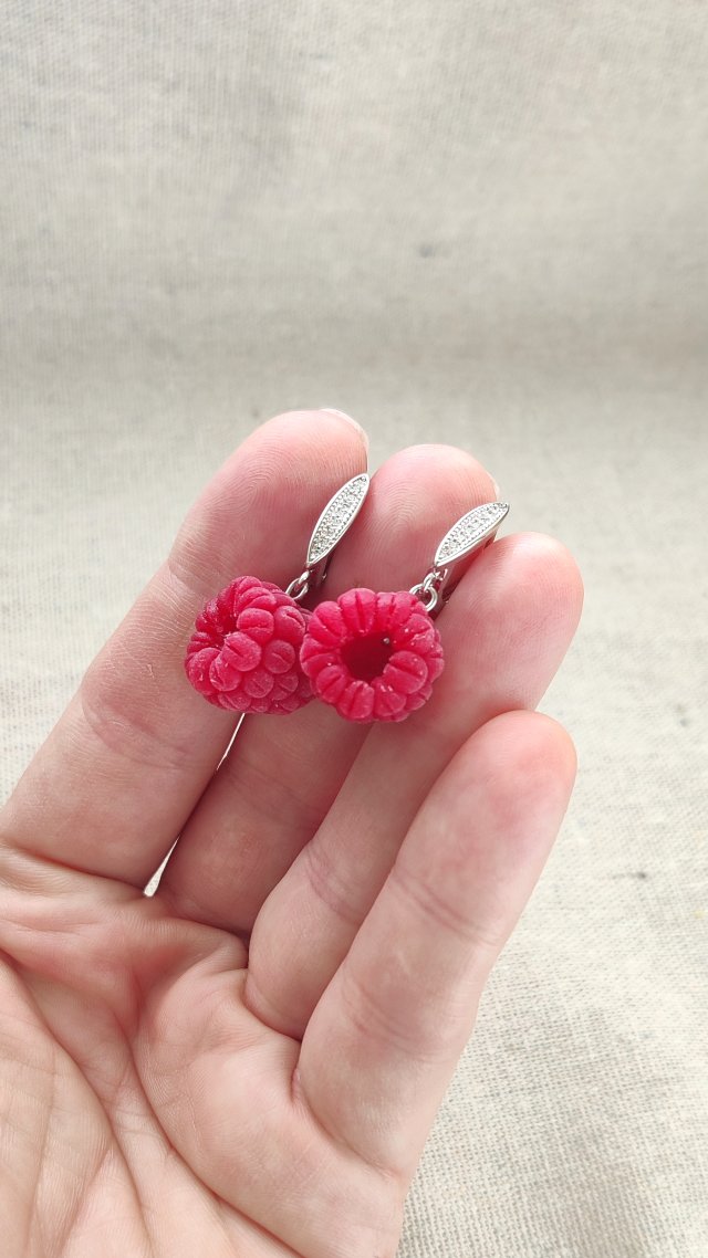 Unikalne Letnie Kolczyki: Handmade Realistyczne Maliny, Bigle Angielskie