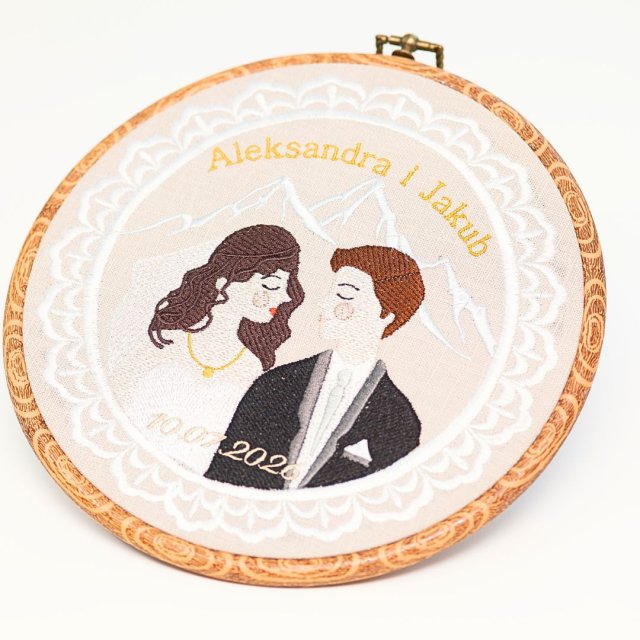 Ślubna, indywidualna dedykacja, haft w oprawie vintage