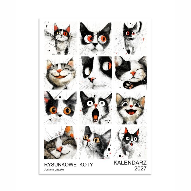 Kalendarz 2027 Rysunkowe Koty 15x21 cm