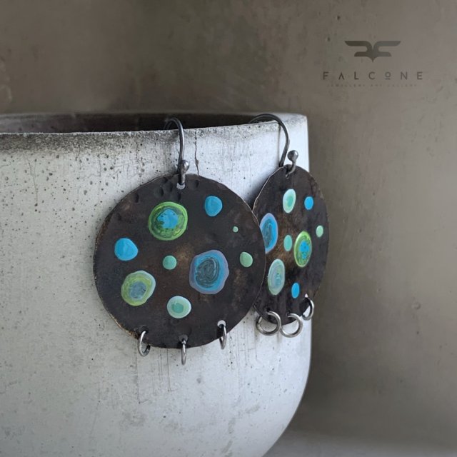 Kolczyki Azure Dots - Green & Blue