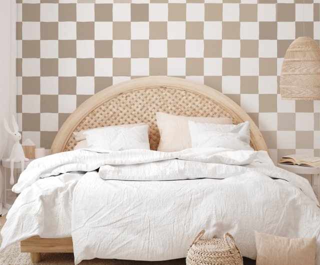 Mural Szachownica "Beige Chess Shades"