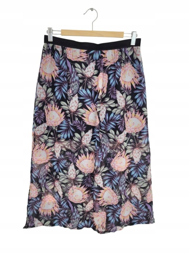 H&M muślinowa spódnica  midi wzór kwiaty 42 XL