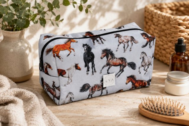 Kosmetyczka damska duża kosmetyczka podróżna wodoodporna saszetka etui organizer konie