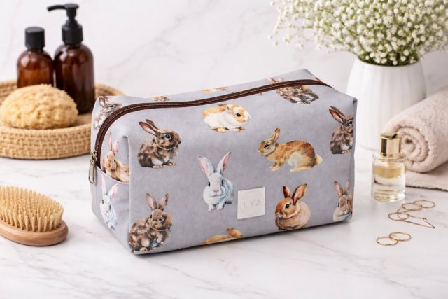 Kosmetyczka damska duża kosmetyczka podróżna wodoodporna saszetka etui organizer króliki