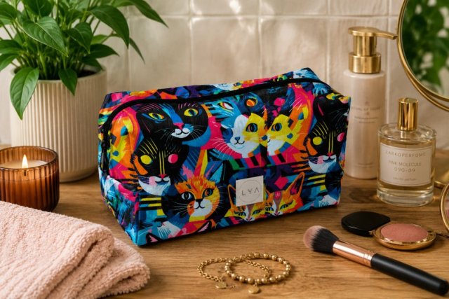 Kosmetyczka damska koty duża kosmetyczka podróżna wodoodporna saszetka etui organizer kotki