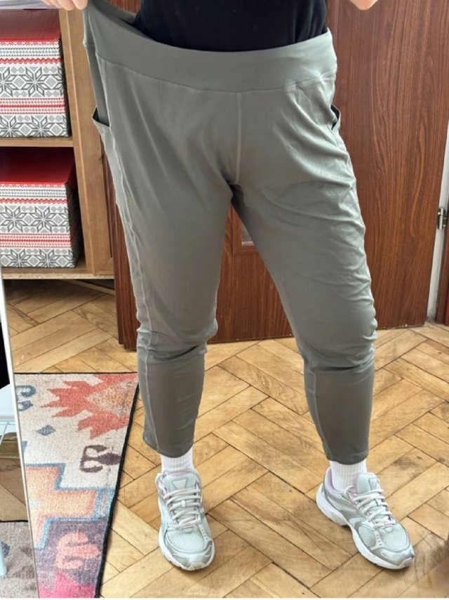 Legginsy 4XL khaki szare sportowe z kieszeniami 90% poliester 4XL / 48 / 20