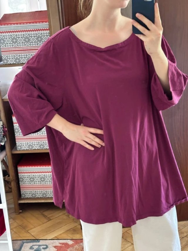 Bordowa bluzka Woman Within oversize plus size 100% bawełna 9XL / 58 / 30 Woman Within