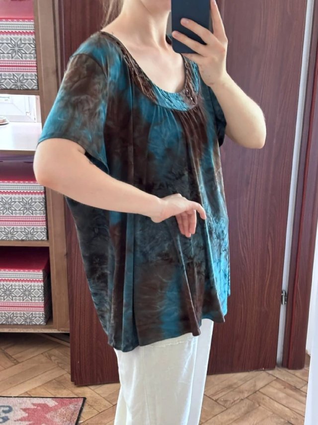 Tie-dye bluzka L.A. Blues z ozdobnym dekoltem boho oversize plus size 7XL / 54 / 26