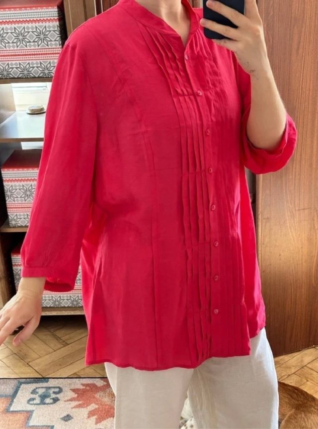 Samoon Gerry Weber koszula malinowa fuksja plisy elegancka 4XL / 48 / 20