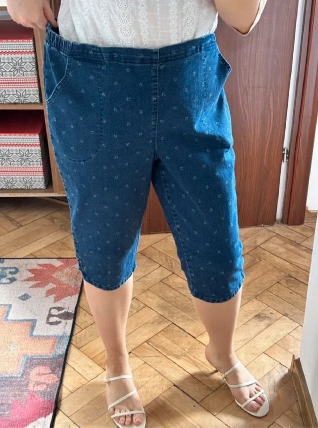 Croft & Barrow XXL rybaczki jeansowe granatowe kotwice gumka w pasie XXXL / 46 / 18