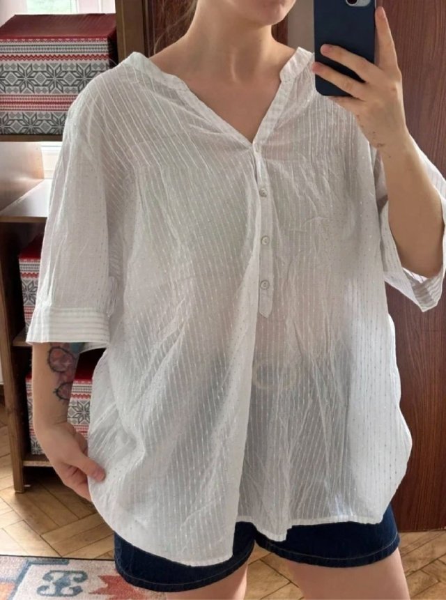 Avenue Biała półprzezroczysta bluzka 5XL / 50 / 22