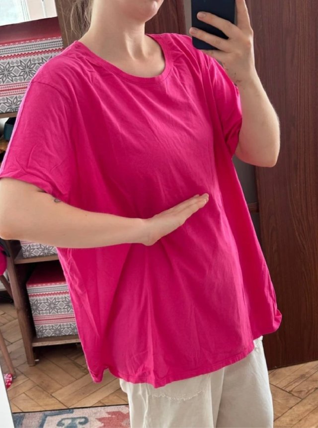 Neonowa różowa koszulka damska Imnyc Plus Size 100% bawełna oversize 8XL / 56 / 28
