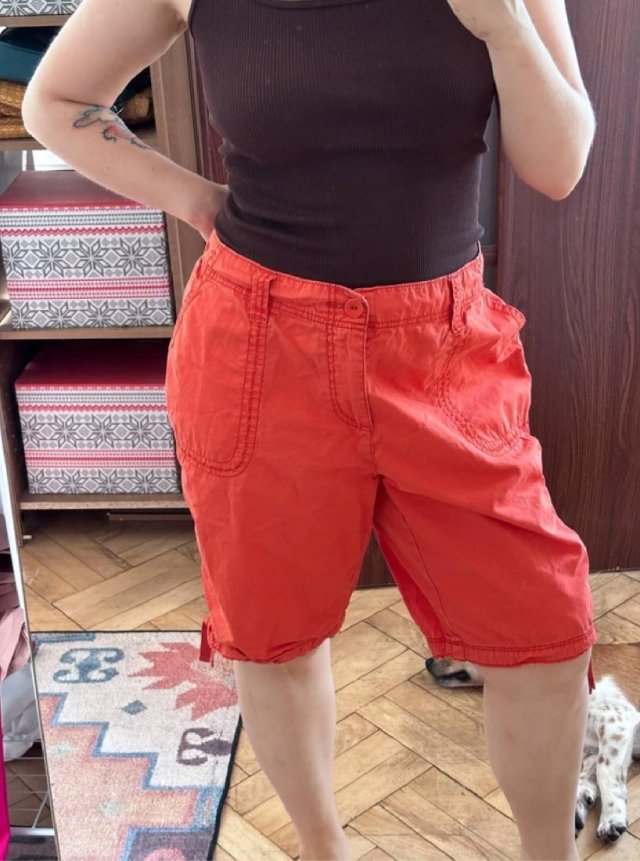 Czerwone szorty cargo St. John's Bay Plus Size 20W bawełniane z dużymi kieszeniami 4XL / 48 / 20