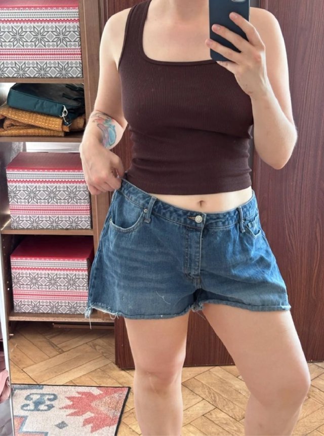 Niebieskie szorty jeansowe Let Me Try Plus Size 20 bawełniane z przetarciami XXXL / 46 / 18