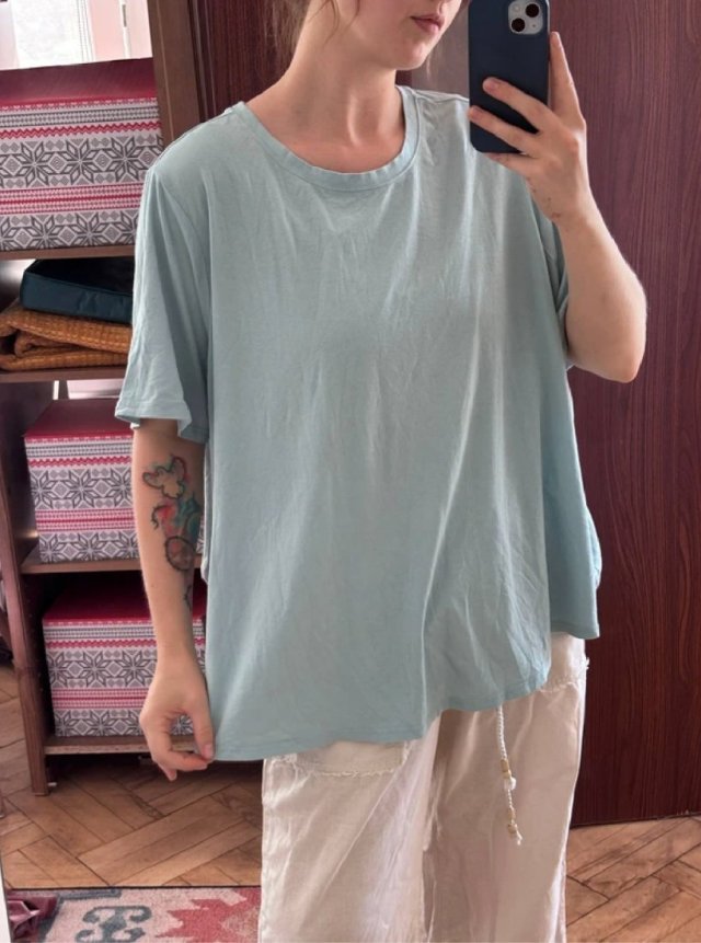 Miętowa bluzka SKY 4X (28W-30W) oversize basic V-neck Plus Size 8XL / 56 / 28