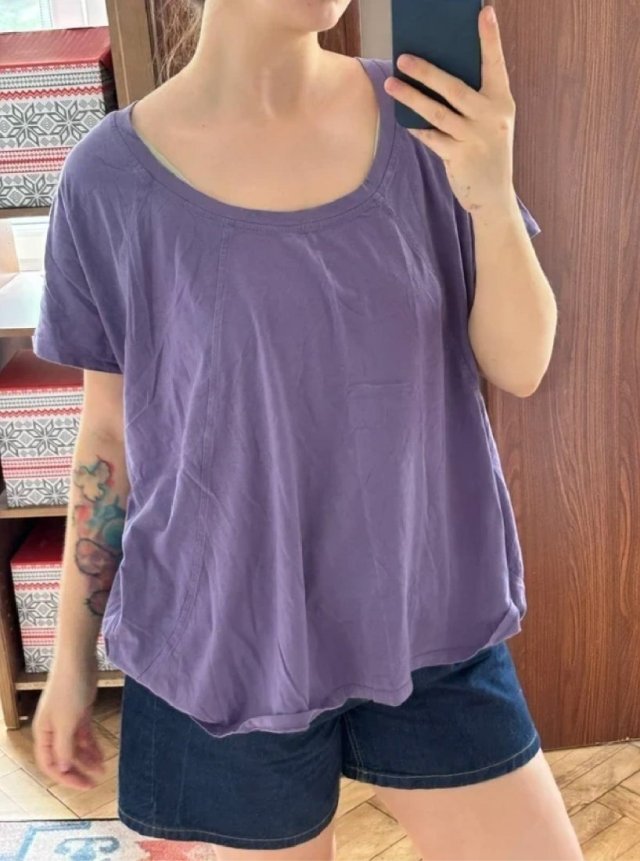 Lawendowa oversize bluzka Avenue 8XL okrągły dekolt miękka bawełna 8XL / 56 / 28