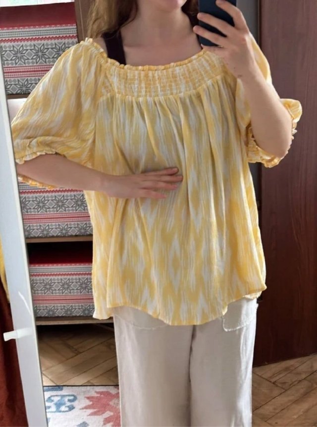 Żółta bluzka hiszpanka Torrid wiązana w pasie oversize boho 8XL / 56 / 28