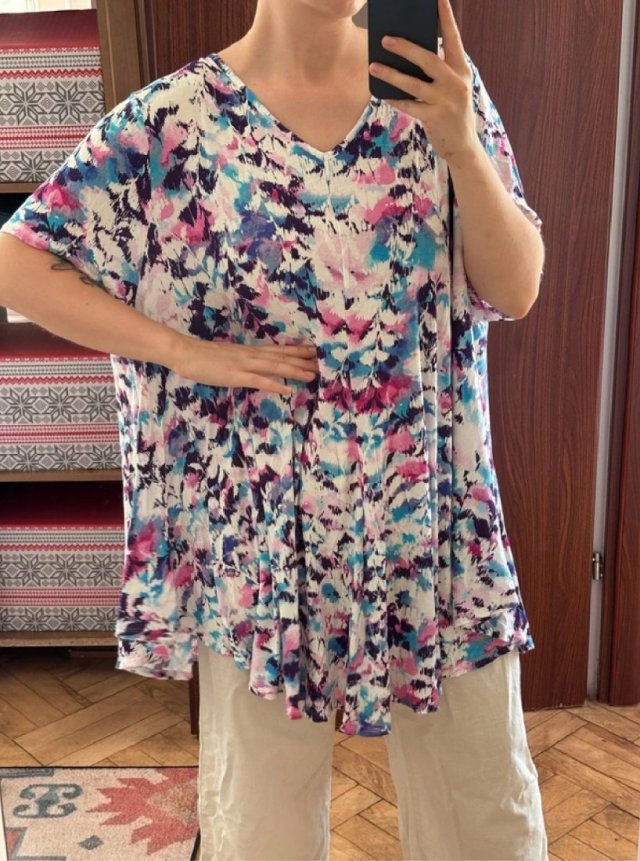 Kolorowa bluzka tunika Roaman's (30/32) dluga plus size luzna 9XL / 58 / 30