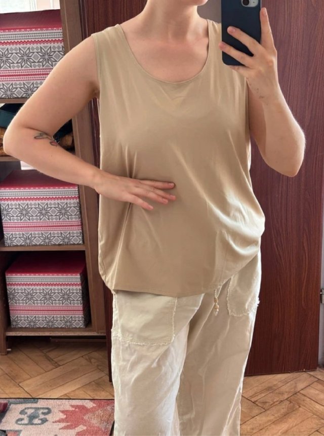 Beżowa koszulka na ramiączkach basic elegancka klasyczna Chico's XXL / 44 / 16