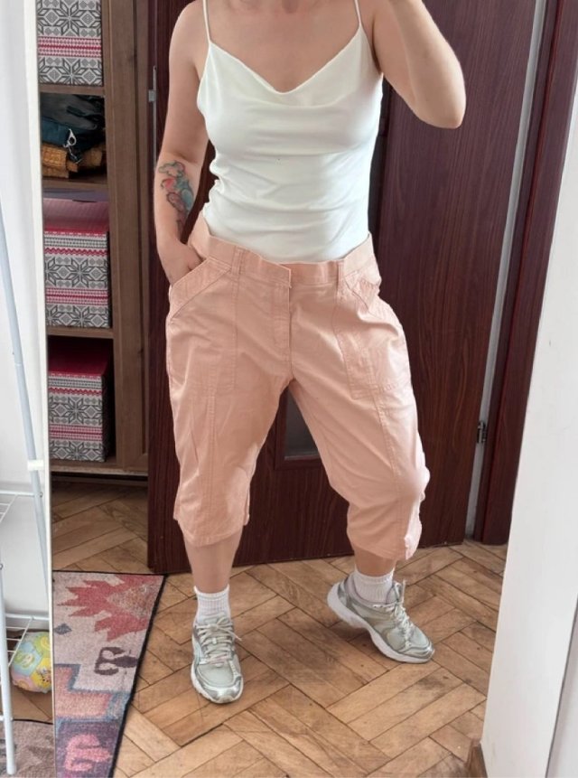 Lee spodnie capri 18W Plus Size pudrowy róż Relaxed Fit USA bawełna XXXL / 46 / 18
