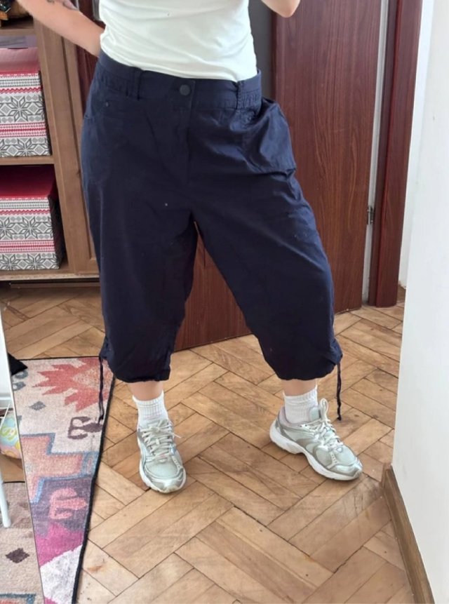Avenue spodnie rybaczki Plus Size granatowe bawełniane regulowane nogawki USA 6XL / 52 / 24