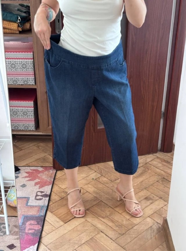 Westbound Woman rybaczki jeansowe Plus Size ciemny denim elastyczne USA 4XL / 48 / 20