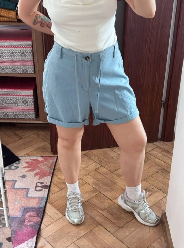 Szorty sonoma Plus Size błękitne bawełniane luźny fason wysoki stan lato Sonoma 6XL / 52 / 24