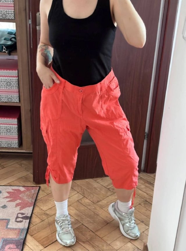 Cato Woman cargo rybaczki bawełniane damskie Plus Size, czerwone XXL / 44 / 16