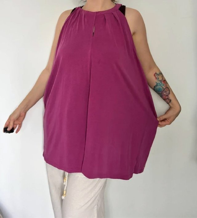 Fuksjowy elegancki top bez rękawów Torrid Plus Size 8XL / 56 / 28