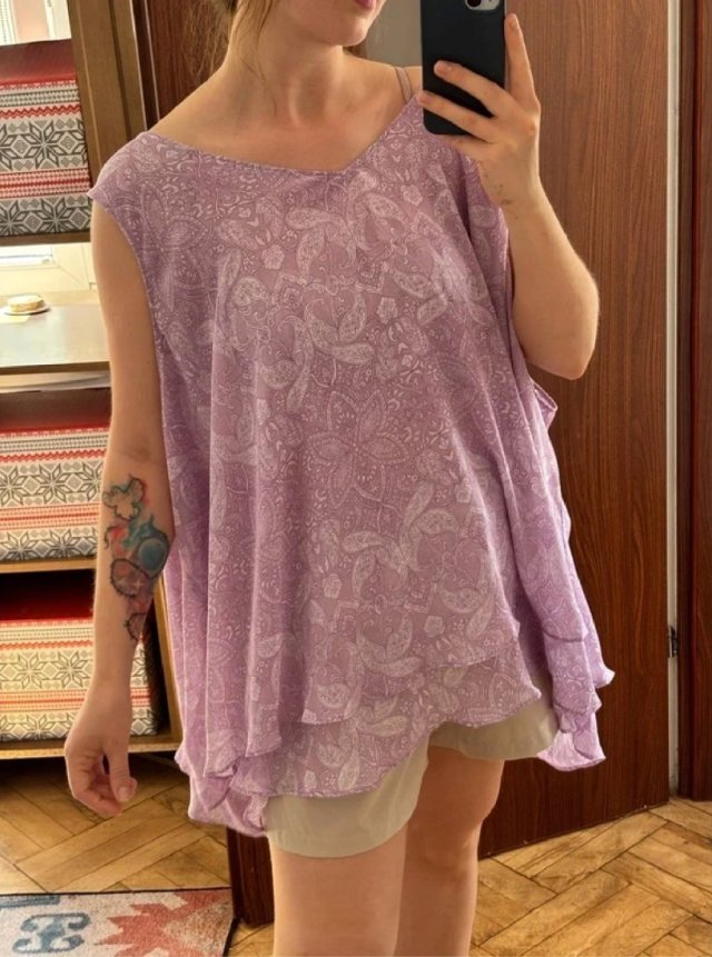 Lawendowa szyfonowa tunika paisley • Lane Bryant • EU 62–66 • 8XL–10XL