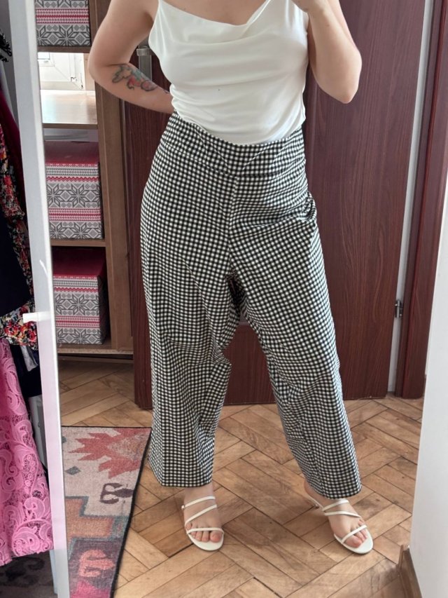 Molly & Isadora spodnie w kratkę Vichy wide leg | 28W / 56 / 28