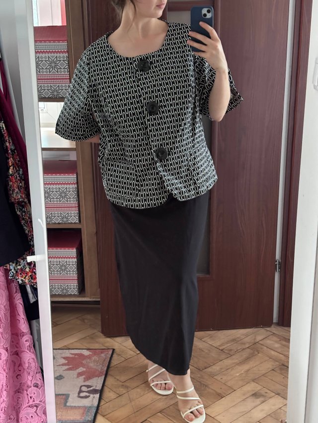 Elegancki komplet Lane Bryant & Maggie Barnes | żakiet + długa spódnica | 28 / 56 / 28