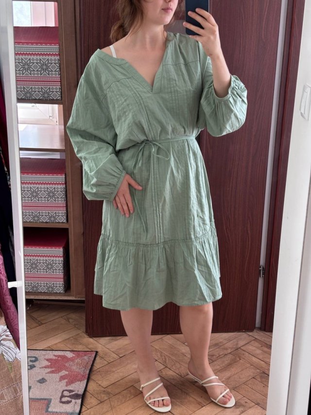 Lane Bryant Sukienka bawełniana Sage Green | 100% bawełna | NOWA z metką | 4XL / 56 / 26-28