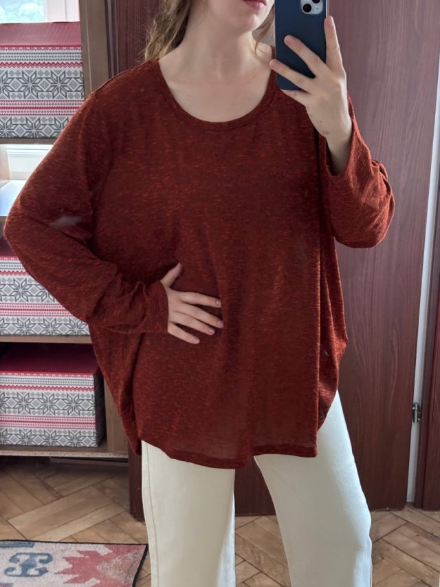 Gloria faded  Bluzka Oversize Bordowa 4XL–5XL / 56–58 / 26–28