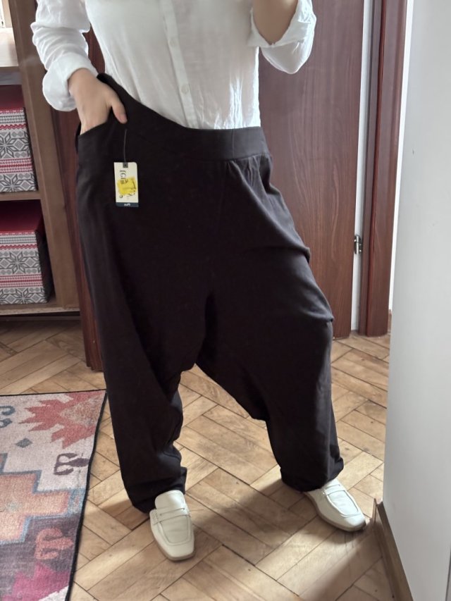 Czarne szerokie spodnie harem / baggy Terra & Sky (32-34W) Plus Size