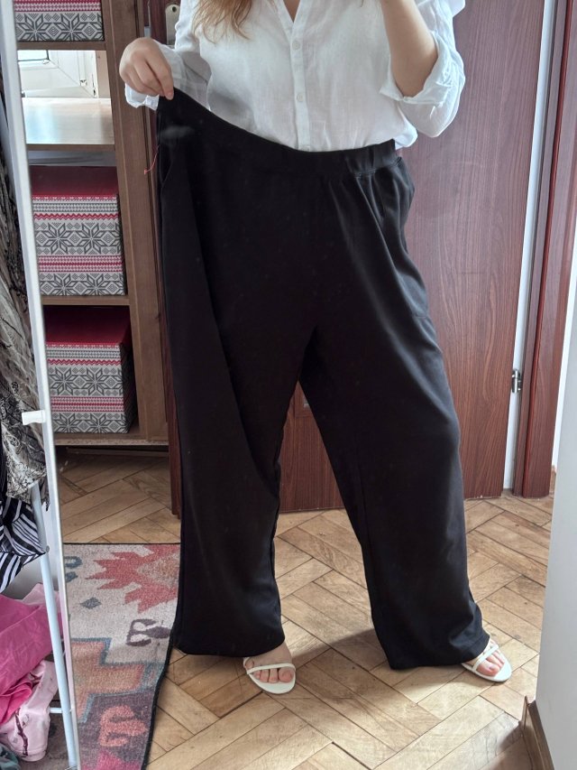 Czarne spodnie Woman Within 30W Plus Size szerokie nogawki