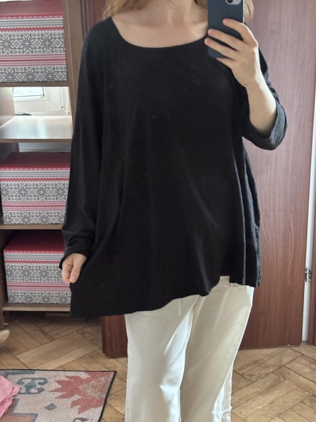 Czarna bluzka J.Jill Plus Size z długim rękawem