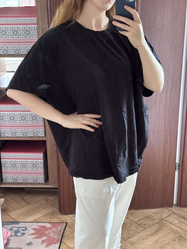 Czarna bluzka 100% bawełna Plus Size oversize kliegou Rozmiar 8XL / 56 / 28