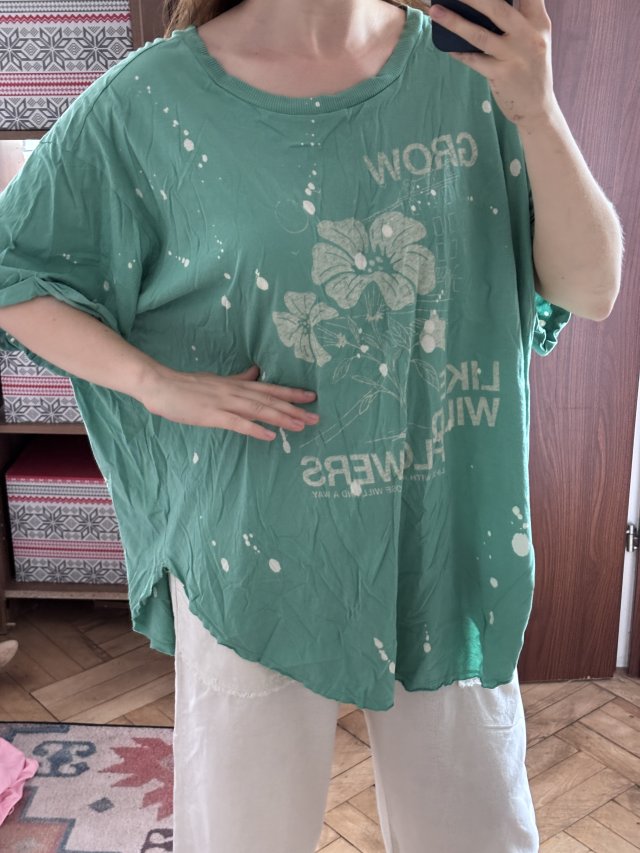 bluzka z długim rękawem bawelniana Plus Size, zielona z napisem Torrid Rozmiar 9XL / 58 / 30