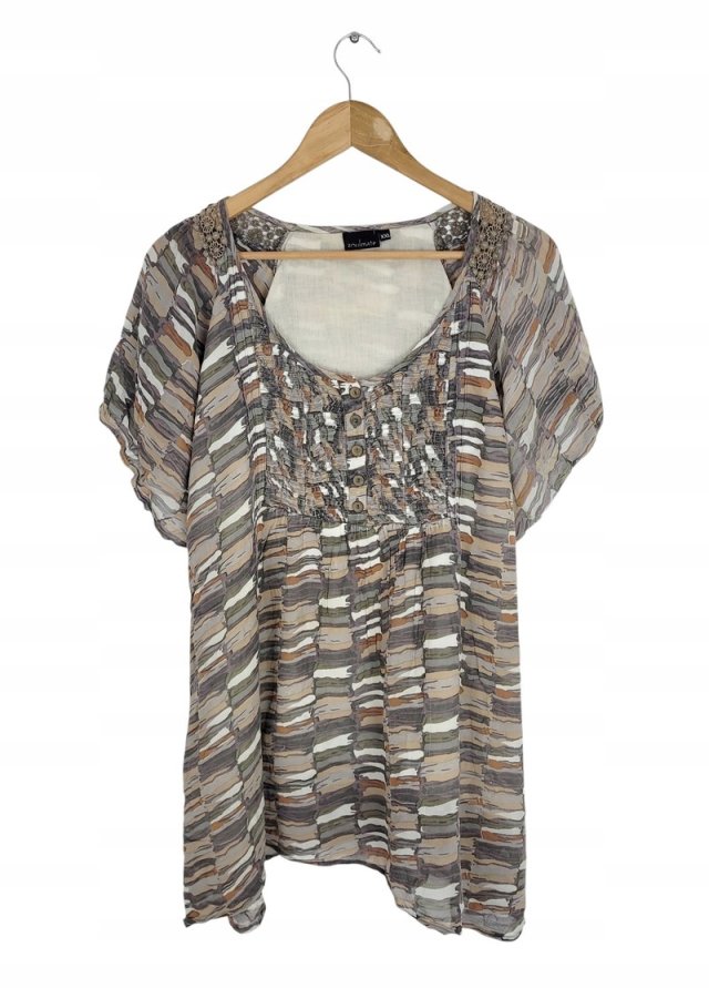 ZOULMATE bluzka tunika plus size wzór luźna 44 XXL