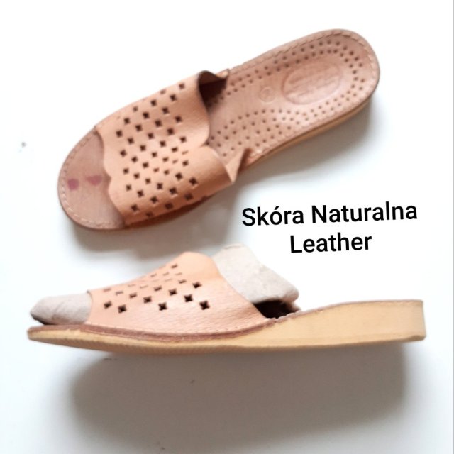 Skórzane Klapki Kapcie Pantofle 36 Skóra Naturalna
