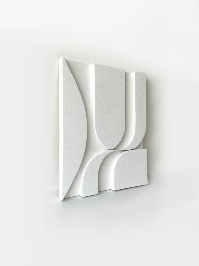 Relief bieli, Biały obraz strukturalny 3D “SILVA FORM I" – minimalistyczny relief ścienny