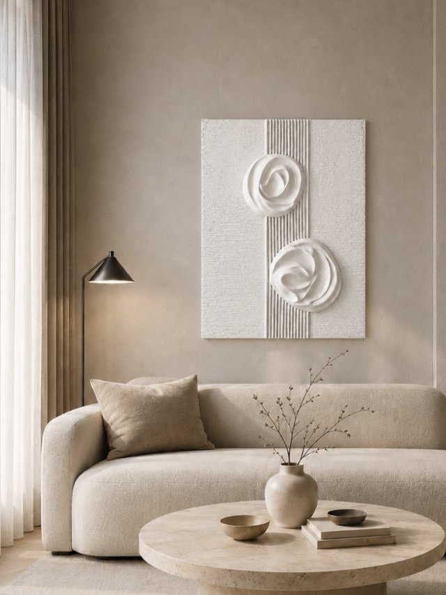 Relief "Harmonia" ,  SILVA FORM II| Biała rzeźba, struktura 3D