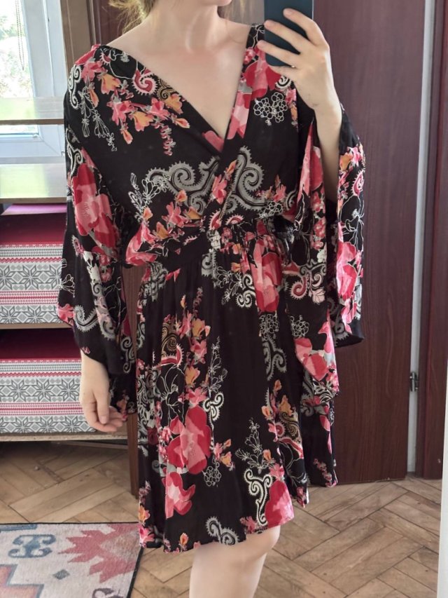 Wzór boho sukienka Romantic Gypsy 4X Plus Size z falbanami