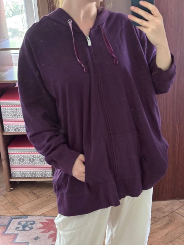 Fioletowa bluza z kapturem JMS rozpinana kieszenie plus size  8XL / 56 / 28