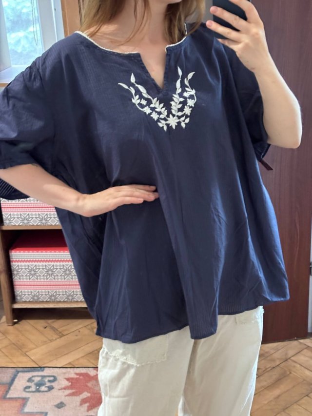 Haftowana bluzka L.A. Blues Deluxe 30/32W Plus Size oversize granatowa 9XL / 58 / 30