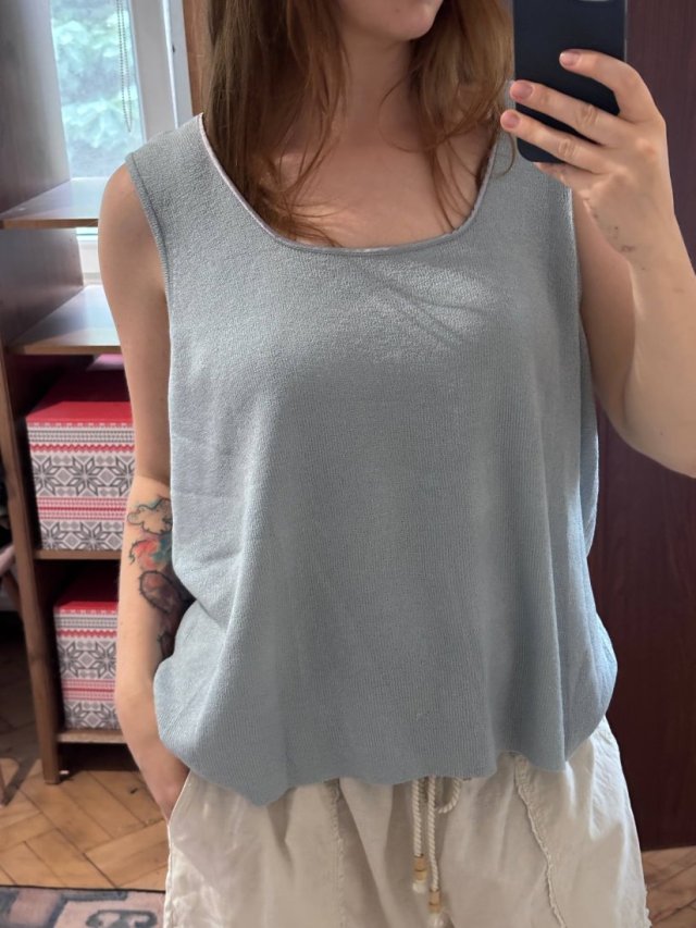 Błękitny top bez rękawów Lane Bryant 26/28 Plus Size dzianina oversize 4XL / 48 / 20