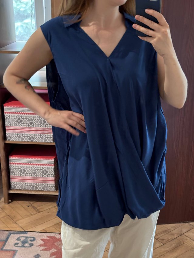 Niebieska bluzka bez rękawów Avenue 30/32 Plus Size z wiązaniem przód 9XL / 58 / 30