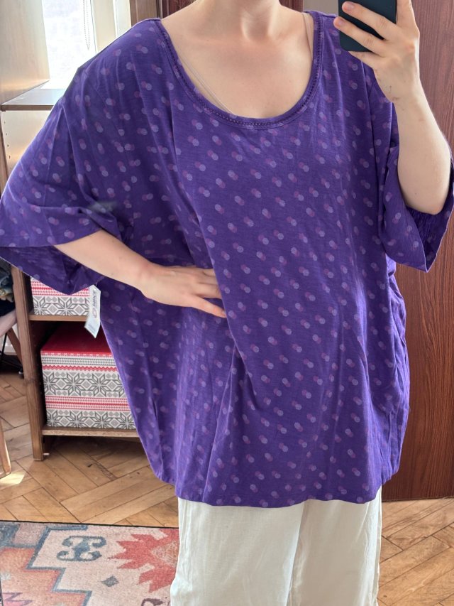 Fioletowa bluzka Catherines 5X Plus Size wzór krótki rękaw 9XL / 58 / 30